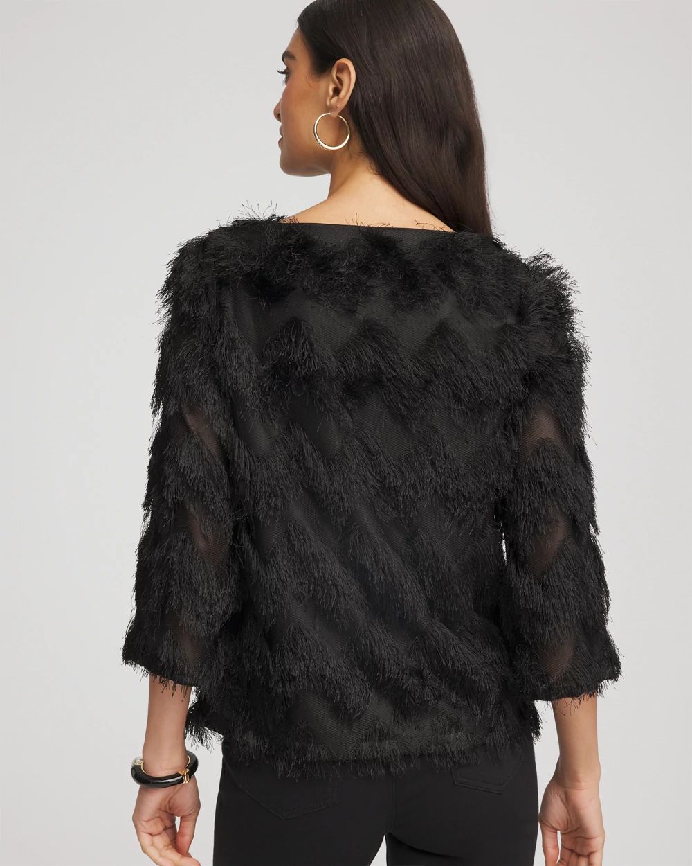 frangant tops 黒 Fringe Satin Cape Top - Black | CO